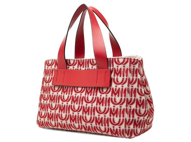 Borsa a mano in jacquard Canapa di Miu Miu Rosso - vista 2