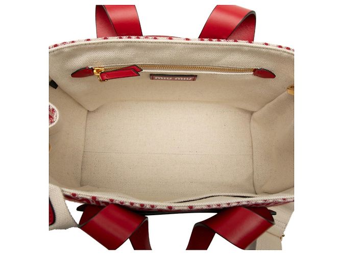 Borsa a mano in jacquard Canapa di Miu Miu Rosso - vista 4