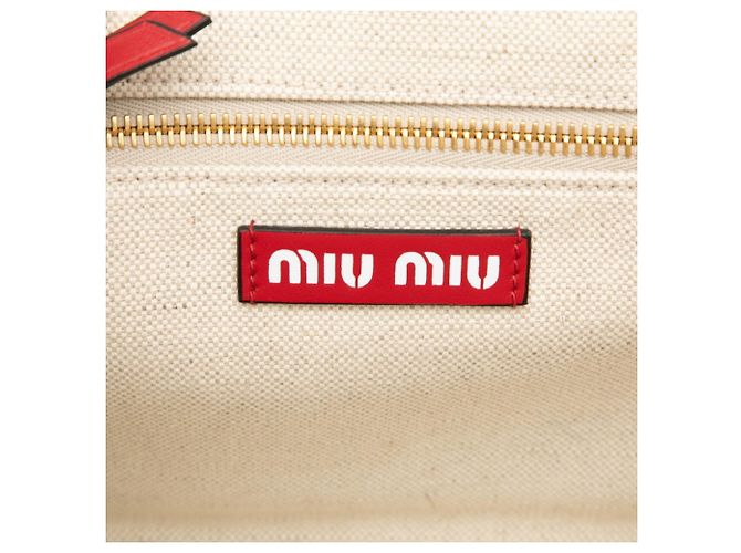 Borsa a mano in jacquard Canapa di Miu Miu Rosso - vista 5