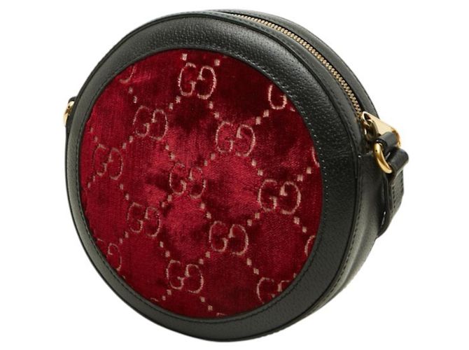 Borsa a Tracolla Gucci GG Velvet Nero Bordò - vista 2