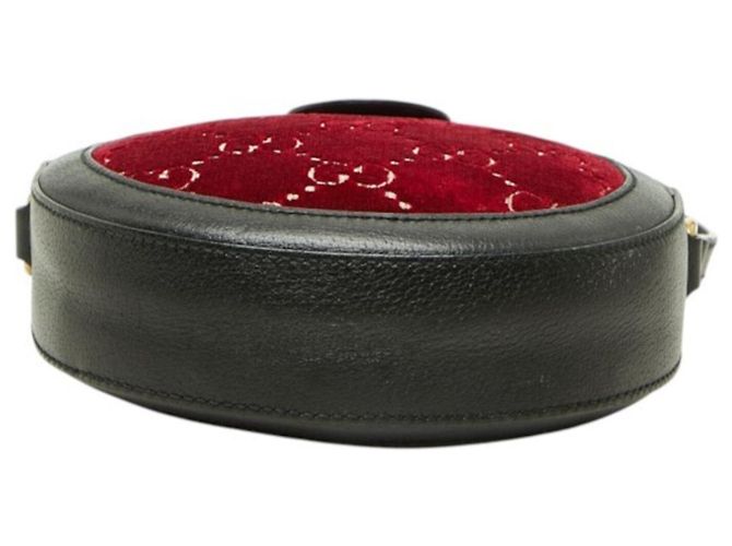Borsa a Tracolla Gucci GG Velvet Nero Bordò - vista 3