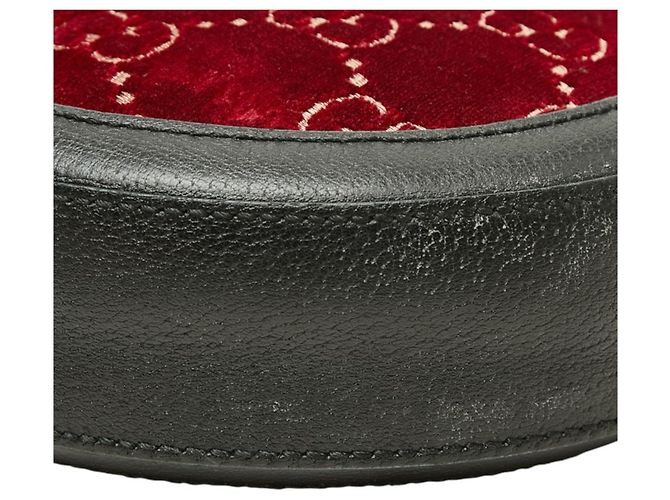 Borsa a Tracolla Gucci GG Velvet Nero Bordò - vista 4