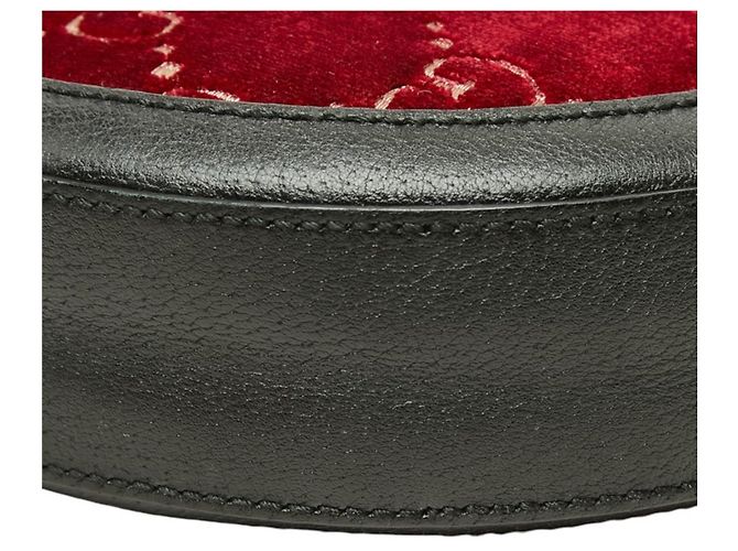 Borsa a Tracolla Gucci GG Velvet Nero Bordò - vista 5