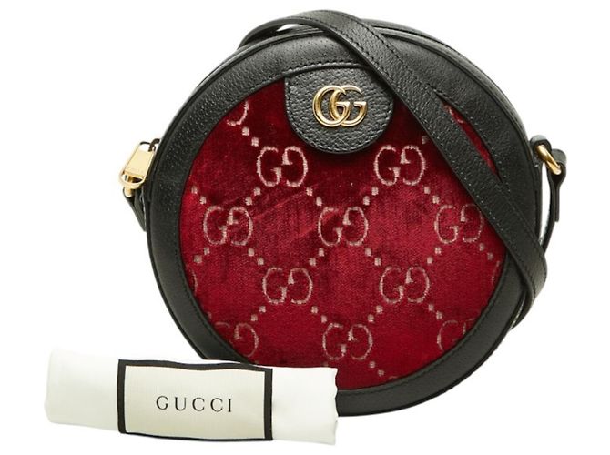 Borsa a Tracolla Gucci GG Velvet Nero Bordò - vista 9