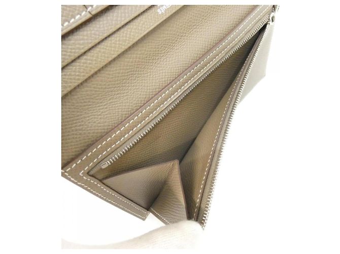 Hermès Cartera Hermes Bearn Soufflé Gris pardo - vista 10