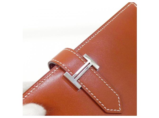 Hermès Cartera larga Hermes Bearn Soufflé Castaño Naranja - vista 4