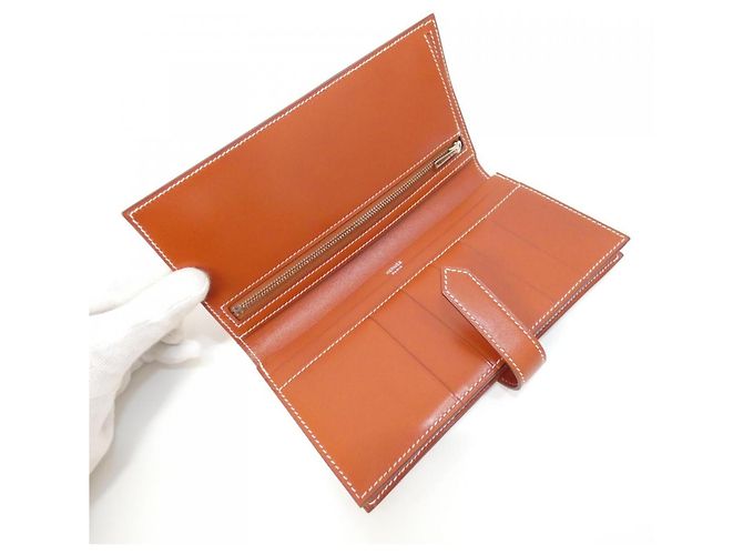 Hermès Cartera larga Hermes Bearn Soufflé Castaño Naranja - vista 7