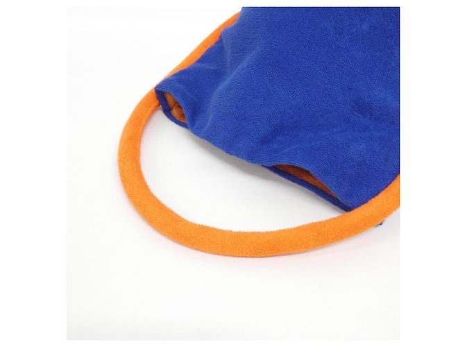Hermès Bolsa de mão Hermes em algodão azul e laranja - vista 3