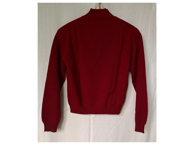 Brunello Cucinelli Roter Woll- und Kaschmirpullover mit Reißverschluss Bordeaux - Ansicht 3