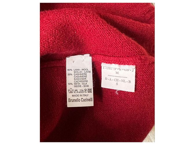 Brunello Cucinelli Roter Woll- und Kaschmirpullover mit Reißverschluss Bordeaux - Ansicht 4