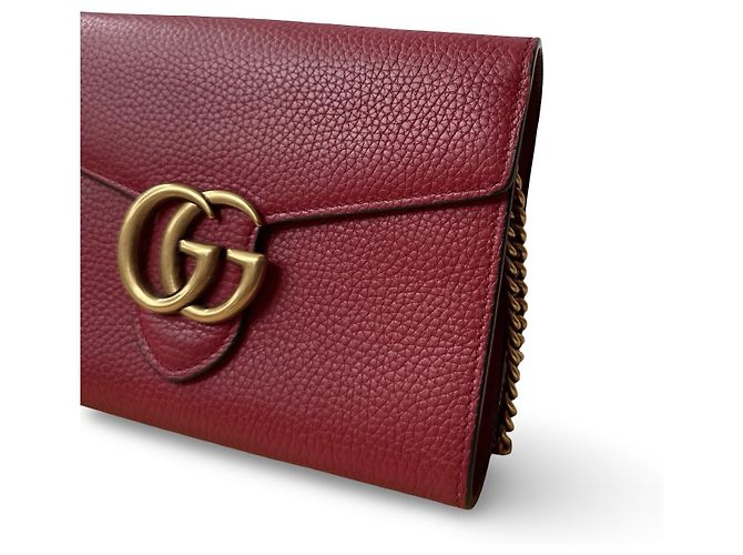 Clutch Gucci Marmont in pelle rossa Rosso - vista 2