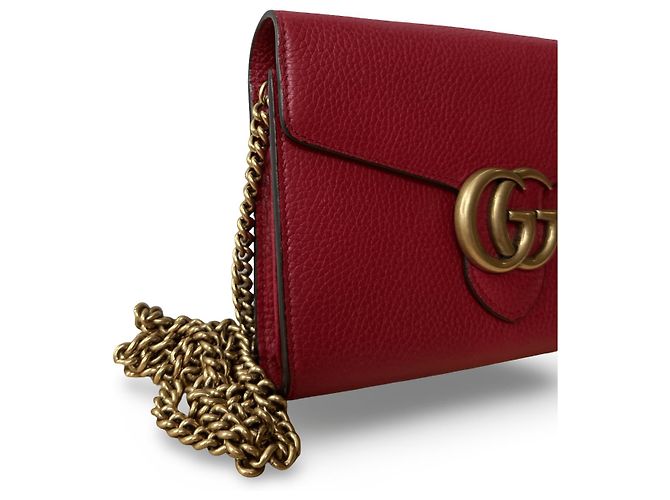 Clutch Gucci Marmont in pelle rossa Rosso - vista 3