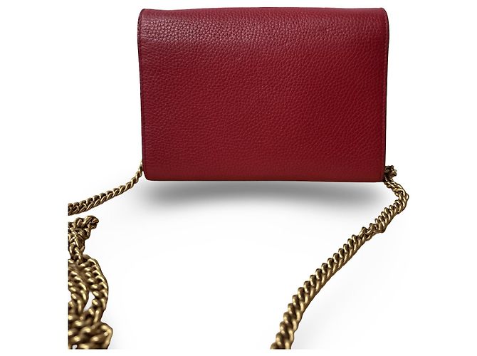 Clutch Gucci Marmont in pelle rossa Rosso - vista 4