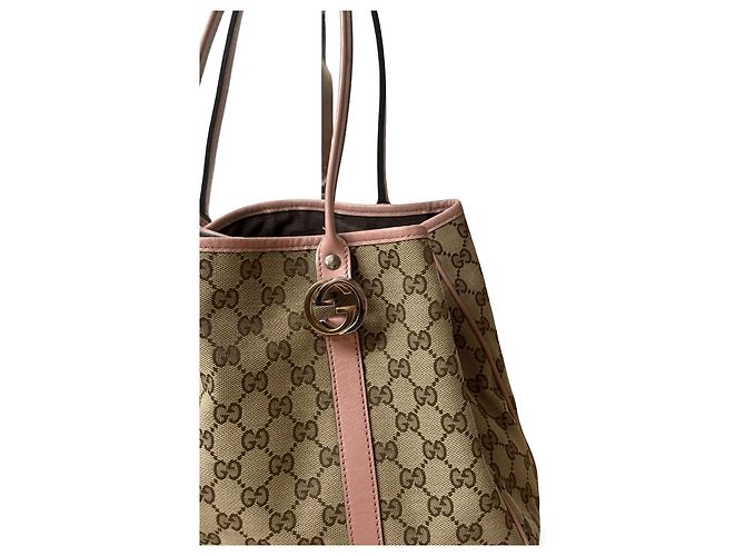 Borsa Tote Gucci Twins Rosa in Tela GG e Pelle - vista 2