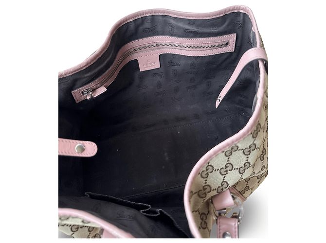 Borsa Tote Gucci Twins Rosa in Tela GG e Pelle - vista 6