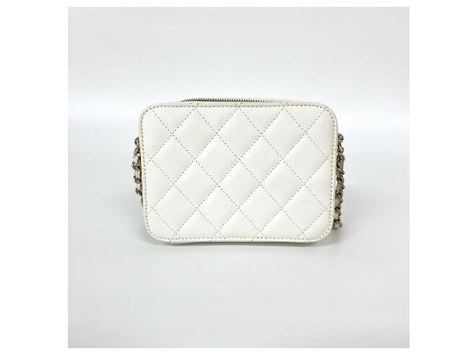 Chanel Square CC Chain Camera Quilted Caviar Mini Weiß - Ansicht 2