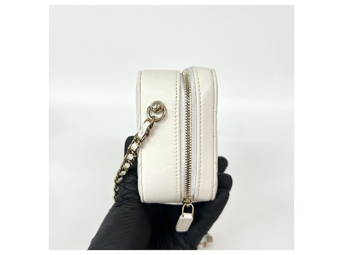Chanel Square CC Chain Camera Quilted Caviar Mini Weiß - Ansicht 4