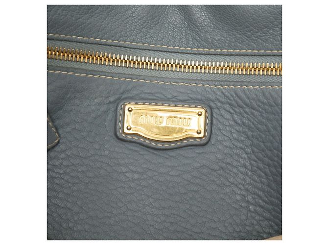 Borsa a mano e a tracolla Miu Miu in pelle grigio blu Marrone - vista 5