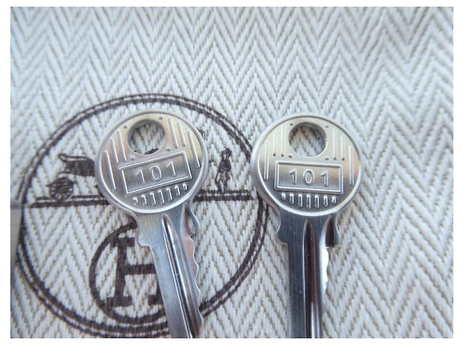Lucchetto e Chiavi Hermès Argento Spazzolato Silver hardware - vista 3