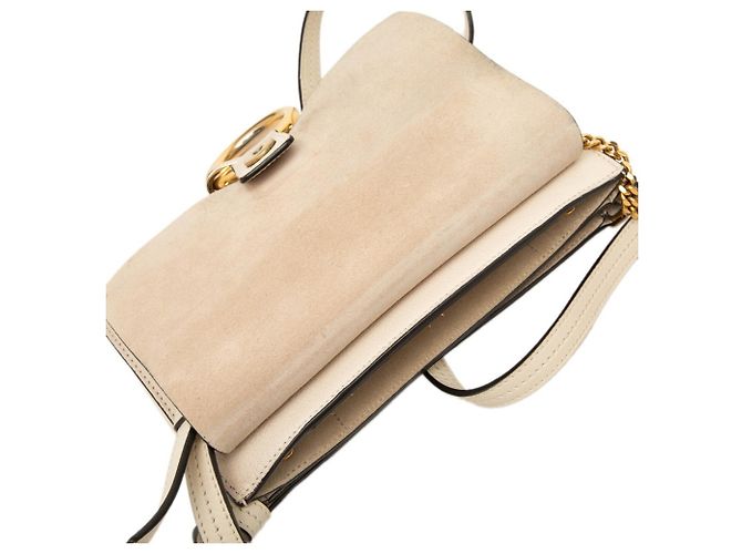 Borsa a tracolla Chloé Faye con logo impresso Beige - vista 4