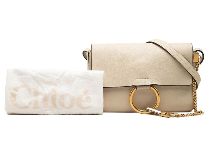 Borsa a tracolla Chloé Faye con logo impresso Beige - vista 8