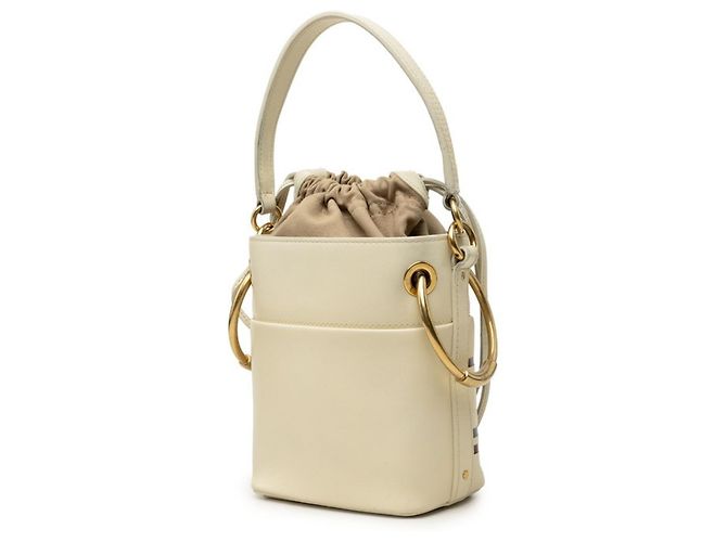 Borsa a mano/Borsa a tracolla Chloé ROY Logo Marrone Bianco Beige - vista 2