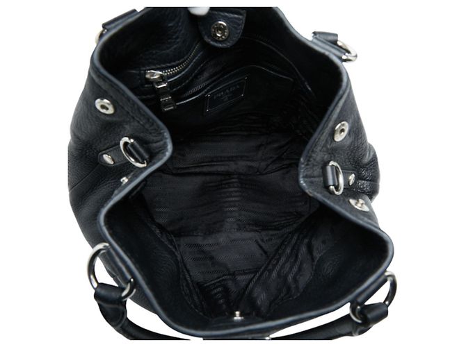 Sac à main Prada avec plaque logo triangle Noir - vue 8