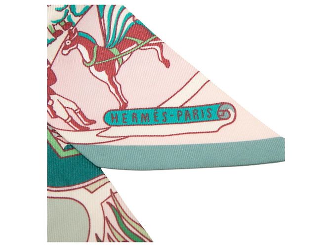 Hermès Hermes Twilly Exposition Universelle Seidenschal Pink Grün - Ansicht 4