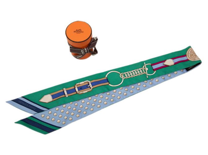 Hermès Pañuelo Twilly Grand Tralala Hermes Multicolor Verde - vista 5