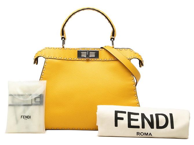 Fendi Peekaboo Selleria I.U Medium Handtasche Gelb - Ansicht 7