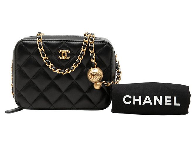 Bolso Camera Chanel Coco Mark Matelassé Negro Dorado - vista 7