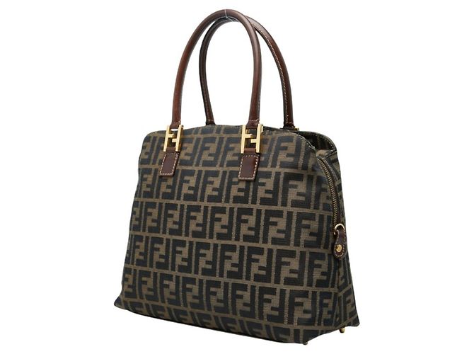 Fendi Zucca Handtasche braun Leder und Canvas - Ansicht 2