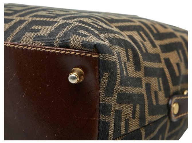 Fendi Zucca Handtasche braun Leder und Canvas - Ansicht 4