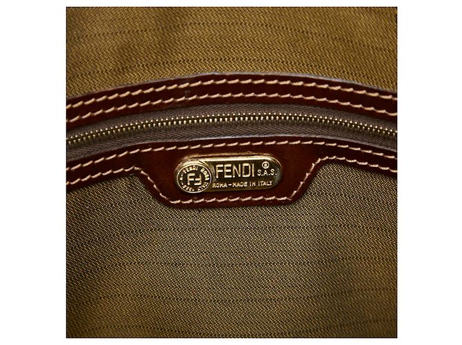 Fendi Zucca Handtasche braun Leder und Canvas - Ansicht 9