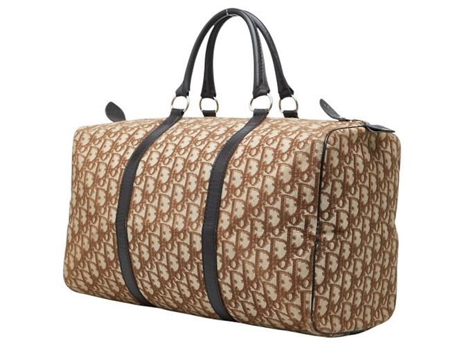 Borsa Christian Dior Dior Trotter Boston Bag Marrone Beige - vista 2