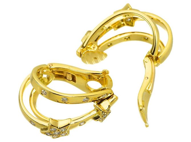 Orecchini Chanel Comet in diamanti e oro giallo 18K - vista 3
