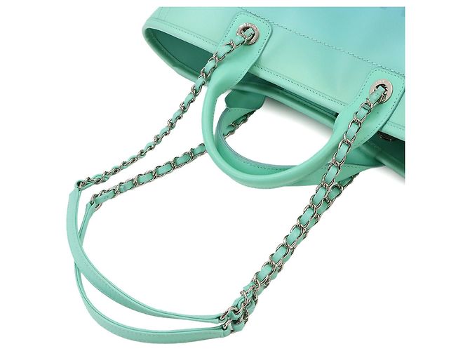 Borsa Chanel Deauville 2-way Chain Tote Blu - vista 6