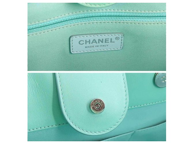 Borsa Chanel Deauville 2-way Chain Tote Blu - vista 8