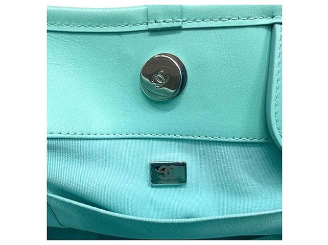 Borsa Chanel Deauville 2-way Chain Tote Blu - vista 9