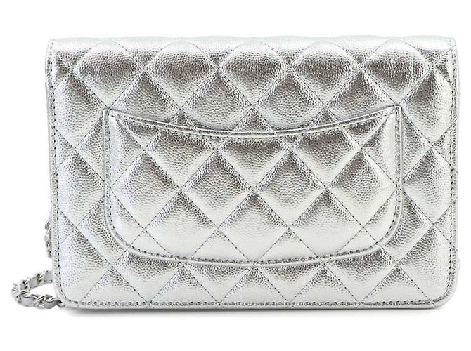 Portafoglio con catena Chanel Matelassé Classic Argento - vista 3