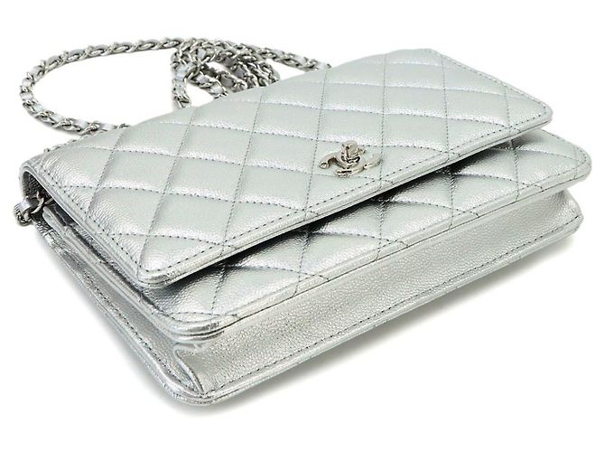 Portafoglio con catena Chanel Matelassé Classic Argento - vista 5