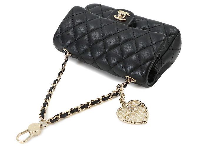 Bolsa de mão clássica mini Matelassé Chanel Preto - vista 6