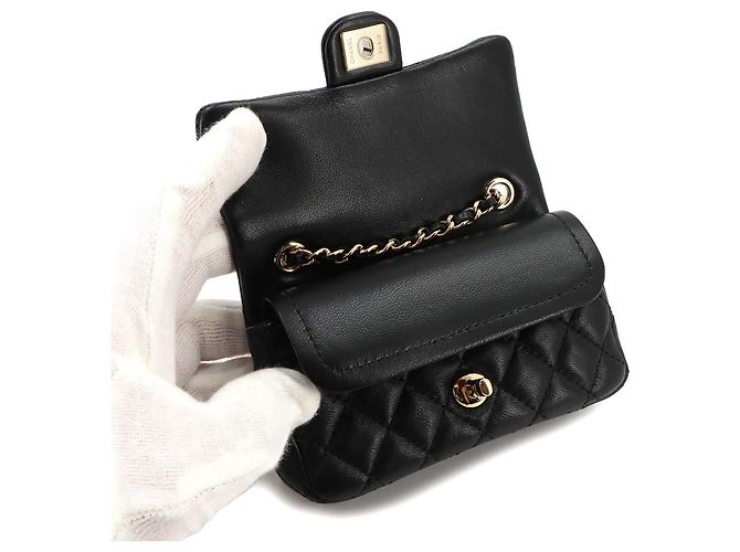 Bolsa de mão clássica mini Matelassé Chanel Preto - vista 7
