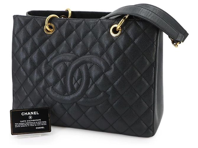 Borsa a mano Chanel Matelasse Grand Chain Tote Nero - vista 2