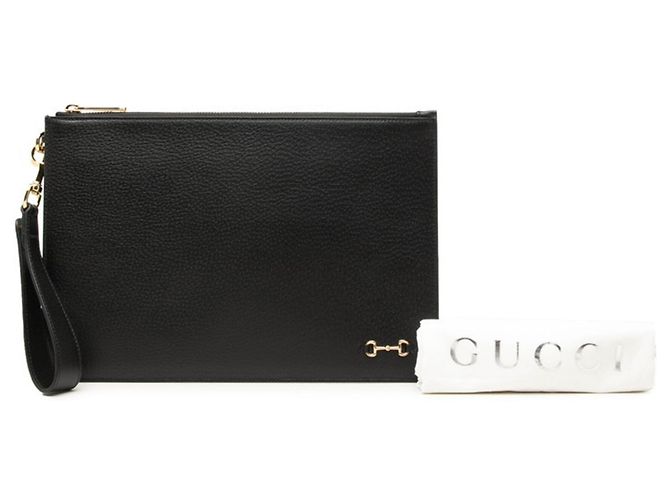Borsa a pochette Gucci Horsebit - Pelle Nera Nero - vista 7