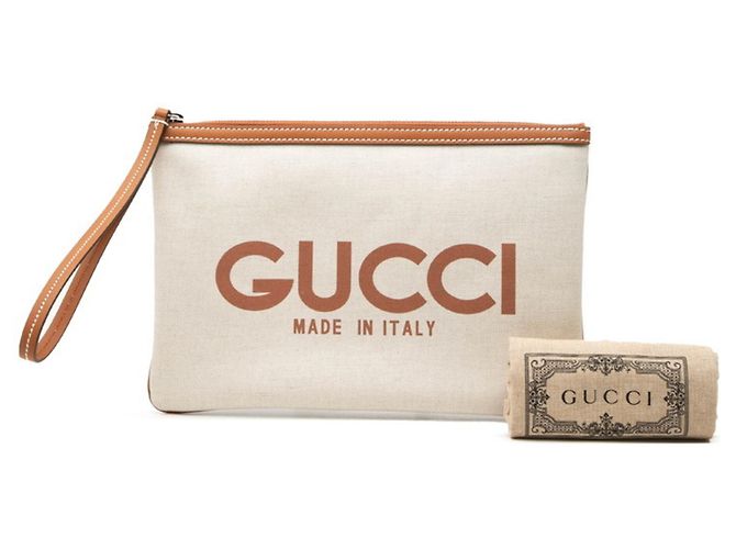 Borsa a pochette Gucci GG Supreme Logo Print Marrone Crudo - vista 7