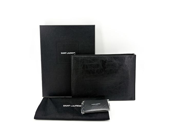 Autre Marque Saint Laurent Uptown Card Case Leather Black - view 2