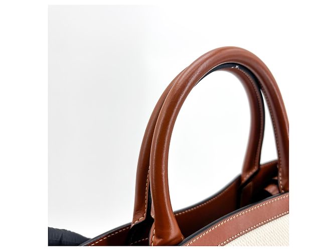 Céline Celine Vertical Cabas Canvas with Leather Small Blanc - vue 6
