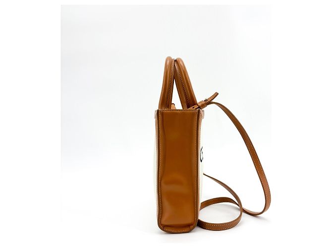 Céline Celine Vertical Cabas Canvas with Leather Small Beige - view 4
