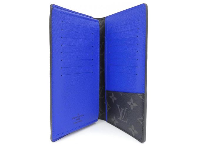 Louis Vuitton Epi + Monogram Eclipse Portefeuille Brazza Wallet Negro Azul - vista 4
